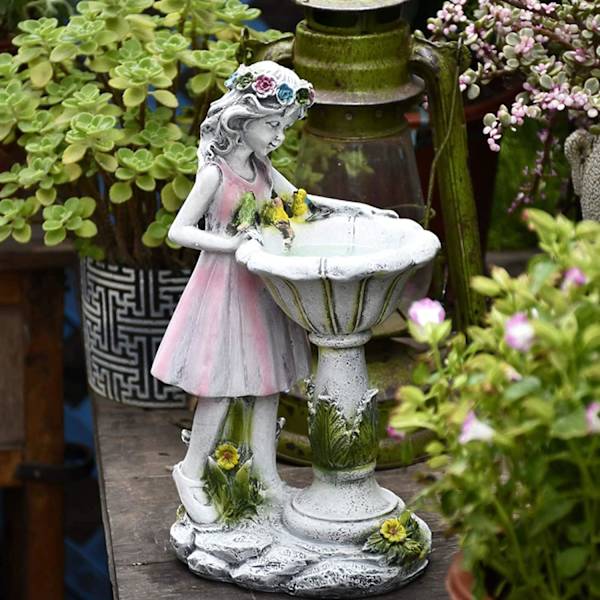 Hagedekorasjon - Stor solcellelampe - Hage - Blomsterfe - Ga