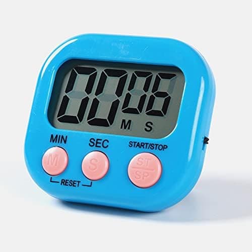 Blå magnetisk kökstimer med stor LCD-skärm, timer för co