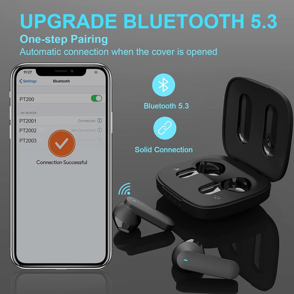 Bluetooth-øretelefoner 5.3 vanntette ørepropper Smart Control Bluetoo