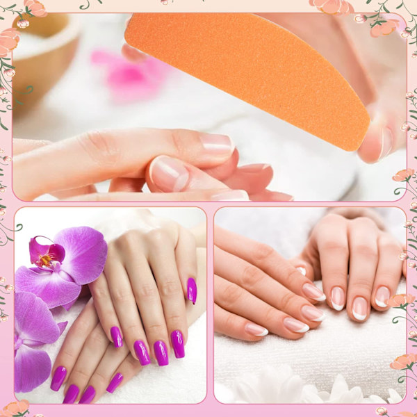 20-pack akrylgel nagelbufferblock, halvmåne nagelfilar och