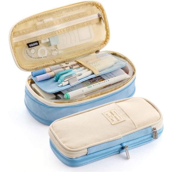 Light Blue Expandable Pencil Case Large Capacity Pencil Case Sch