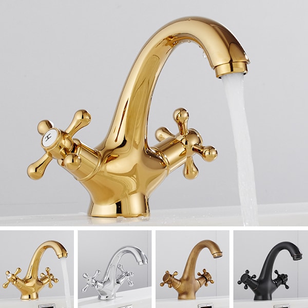 Bronse servantkran for bad, Antik servantkran, Badkran, Håndvask, Varmt
