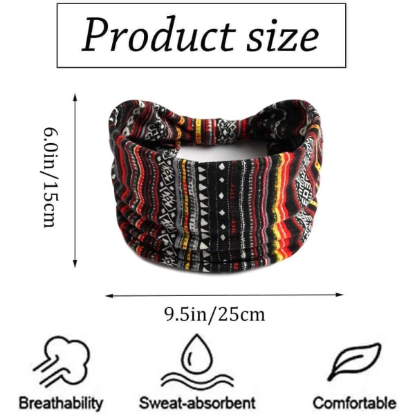 (Sett med 3) Bohemian bred stripe skjerf, svart yogaskjerf, knyttet