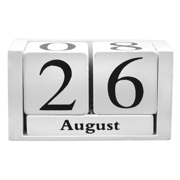 Hvid Vintage Trækalender Rustik Blok Chic Evig Kalender Skrivebords Træ Terninger Kalendere