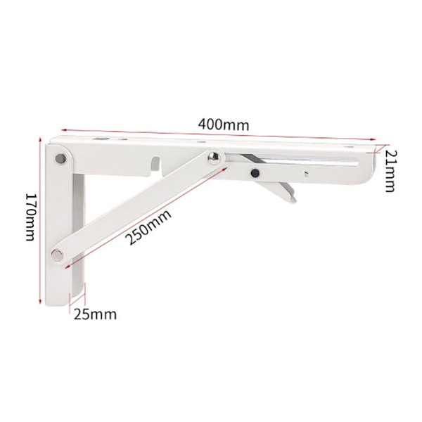 Sammenklappelig beslag 400mm, 2 stk. sort sammenklappelig konsolbeslag, sammenklappelige hyldebeslag belastning, kraftig sammenklappelig folde