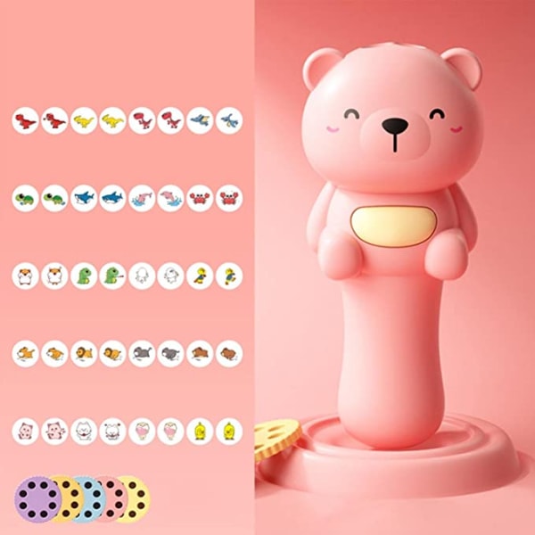 Rosa farge shifengzhou barneprojektor lommelykt, Animal F