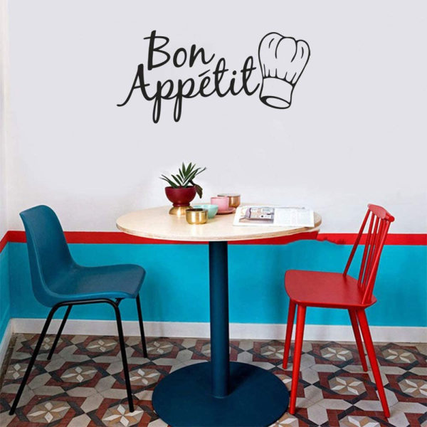 Fransk citat aftageligt vinyl vægmærkat til køkken, spisestue