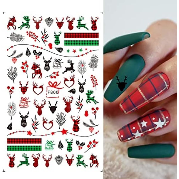 15 ark Christmas Nail Art Stickers Decals Selvklebende Pegat