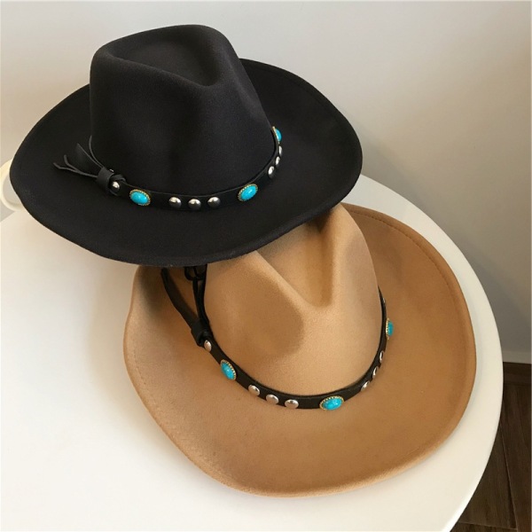 Naisten muoti länsimainen Cowboy-hattu, jossa rullareunainen huopalehmä