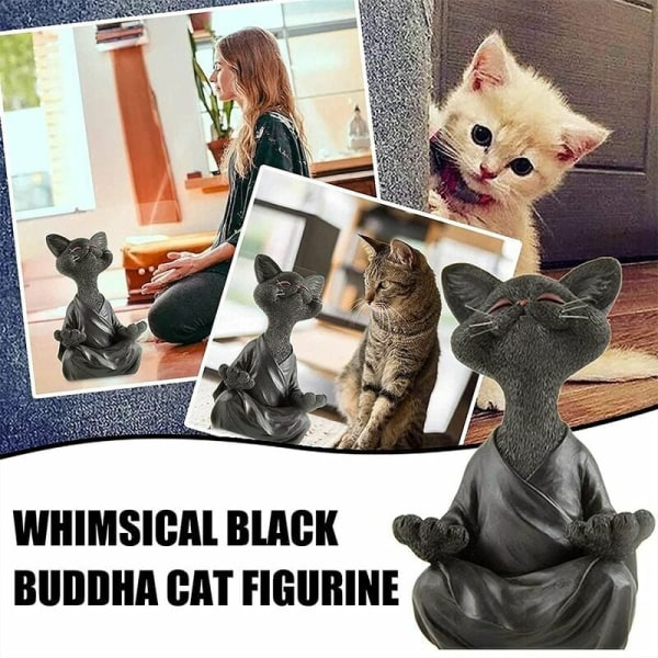 (12x12x18cm-harmaa) Kissan buddhapatsas - Happy Cat Buddha, Cat Buddh