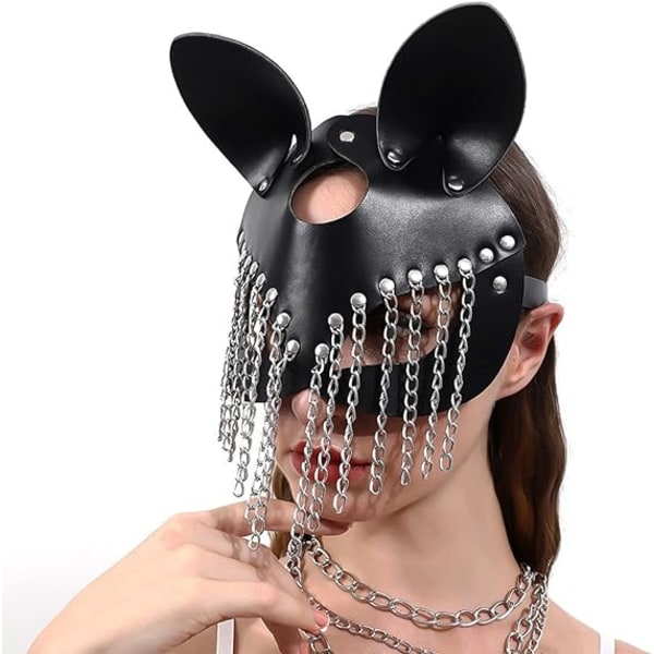 Catwoman Maske, Sexet Maske til Voksne Kvinder, Karnevalsmaske, Sort PU Læder