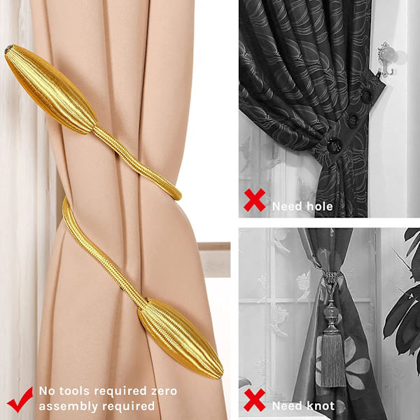 (Guld) 2 stk. DIY Twist Gardinbindere Europæisk Stil Gardinbindere Gardinbindere f