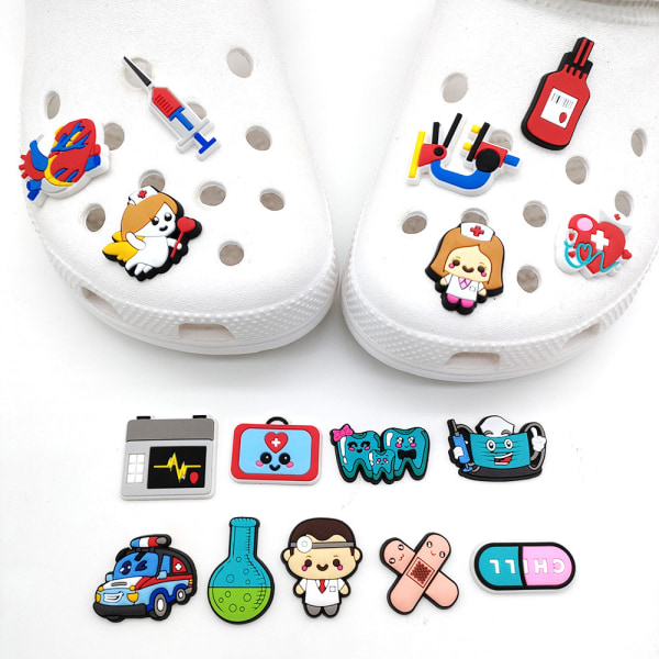 20 stycken 3D-träskor sandaler prydnader (medicinsk serie), skoprydnader, söta skoprydnader för träskor skor sandal armband DIY