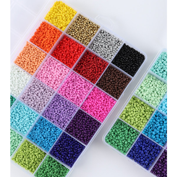 24 rutnät diy färgrispärlor set - 3mm rispärlor färg
