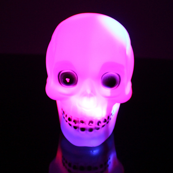 2 st Halloween Dekor Nattljus Flerfärgad Dödskalle Glödande
