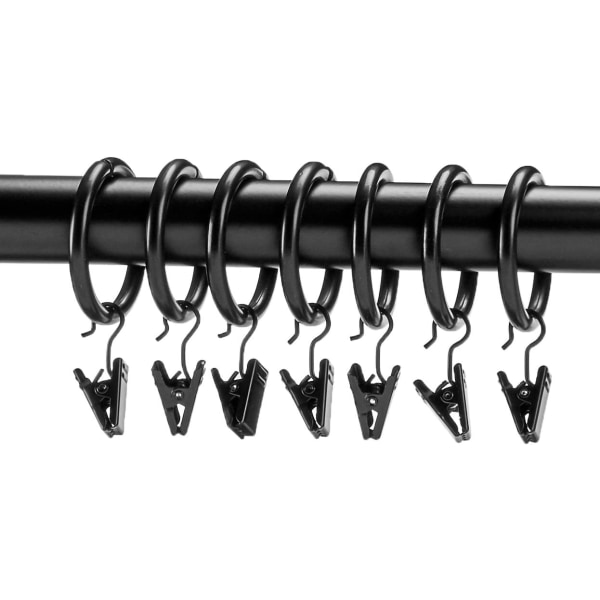Gardinklämmor Ringar 2,5 cm, Set om 20, Svarta Gardinkrokar Gardin