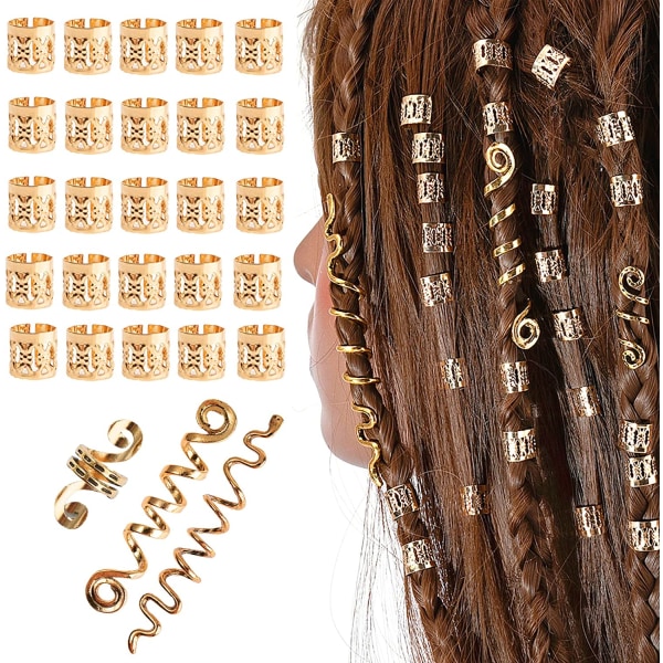 Hårsmykker flettet aluminiumsringer, Spiral Viking Hair Jewelry, Sp