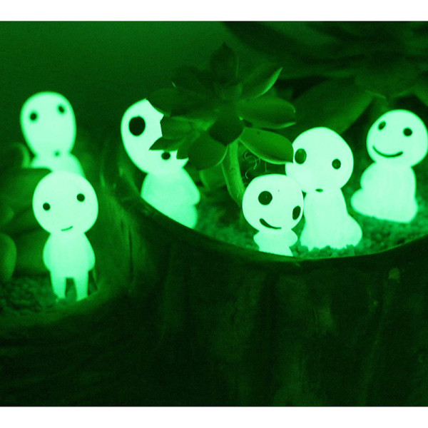 Sett med 10 (grønt lys)Fairy Garden Accessories Glow in the Dark