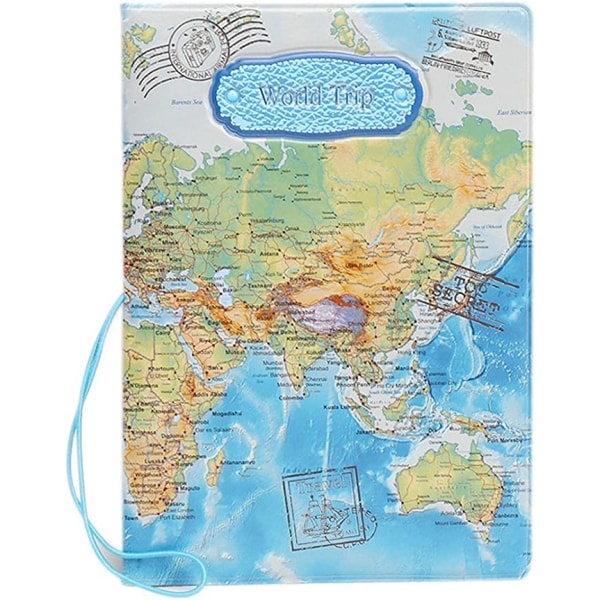 Världskarta 3D-passhållare (blå), moderiktigt case,