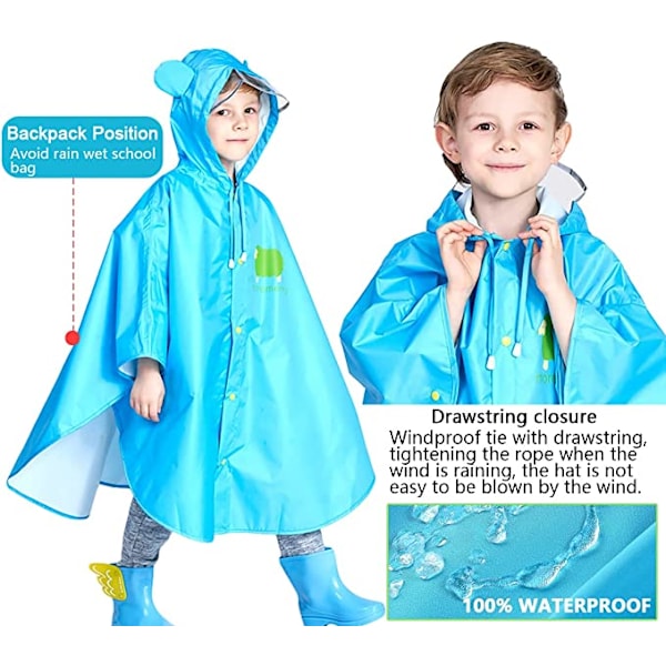 Barn Regn Poncho Cartoon Regnrock Jacka Lätt Skolb
