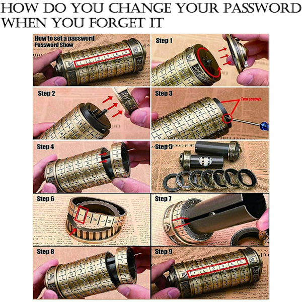 Cryptex Da Vinci Code Mini Cryptex Låspusselboxar med Gömda（Svart）