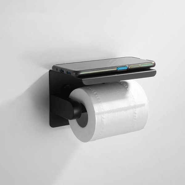 Självhäftande toalettpappershållare med hylla väggmonterat toalettpapper