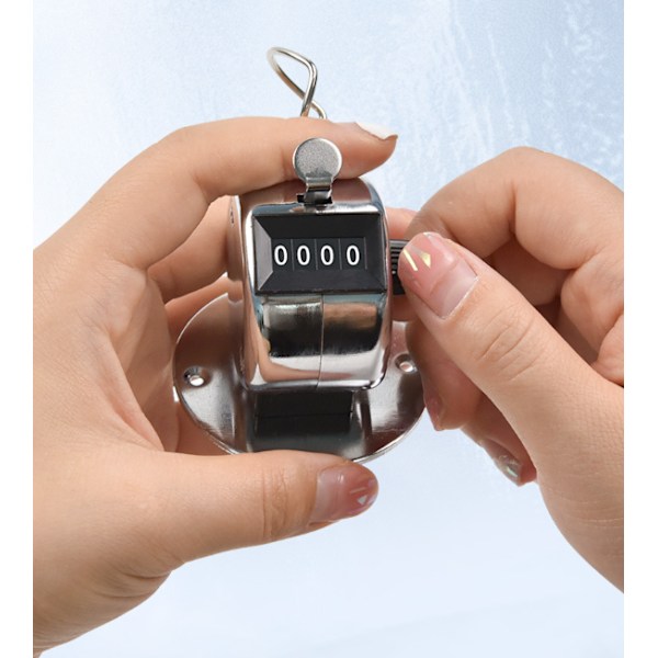 Silver Metal Hand Counter Mekanisk Palm Counter 4 Siffror Hand C