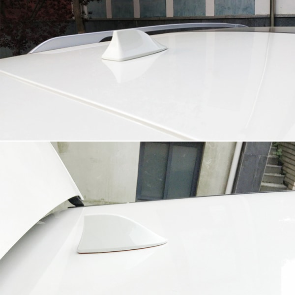 Hvit (boks) - Car Shark fin antenne tak modifikasjon bak spoil