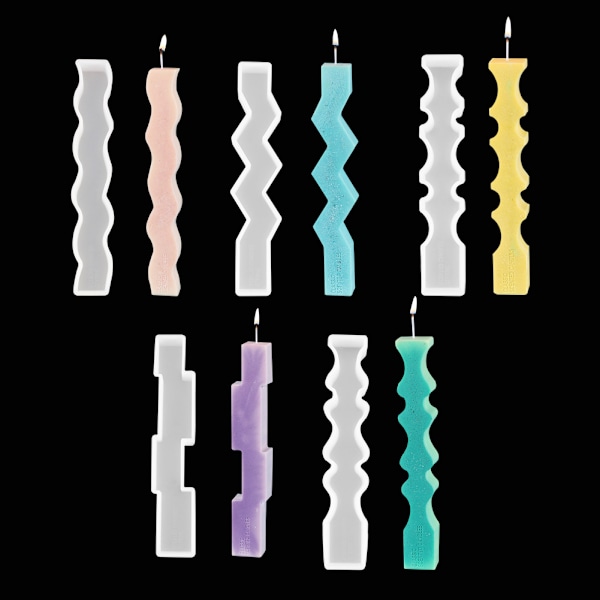 6 stk. Lysestager i Resin Form, Lang Lys Siliciumform til Lys