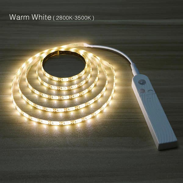(2m) Varmvit LED-remsa med rörelsesensor USB Laddningsbar LED-ljusremsa Självhäftande