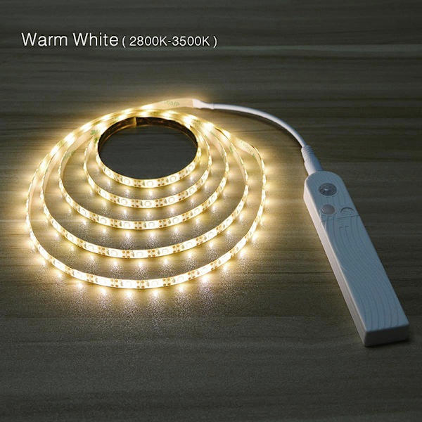 (3m) Varmt hvit LED-stripe med bevegelsessensor USB-oppladbar LED-lysstripe Selvklebende