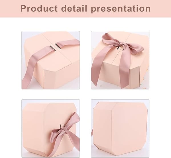 21cm*21cm*12cm , Lyxig Stor Presentförpackning, Presentask med Bandrosett