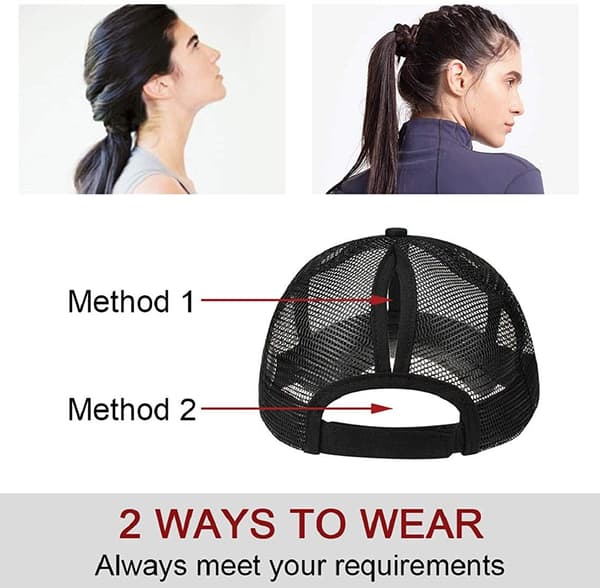 Baseball Cap Messy Ponytail Halv Mesh Justerbar Cap Hat Unisex