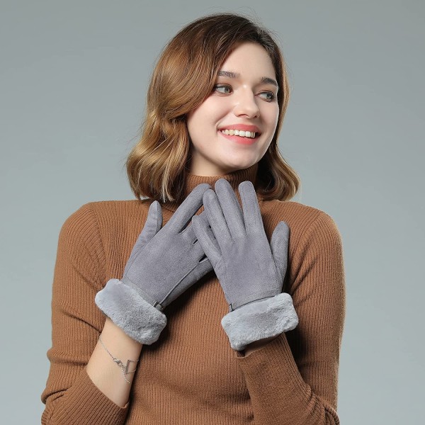 Naisten talvihanskat Lämpimät fleecevuoratut joustavat paksut hanskat T