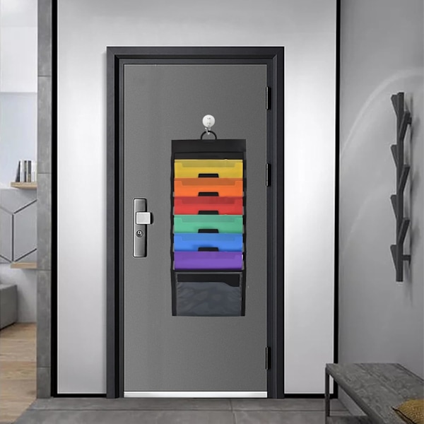 Vægmonteret filorganisator, A4 magasinholder display, 6 rum