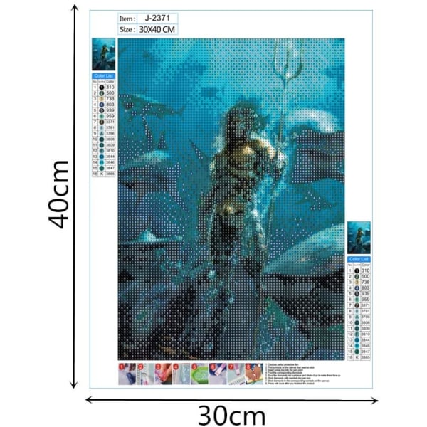(Aquaman, 30*40 cm) 5D DIY diamantmalerisæt, tegneseriebroderi