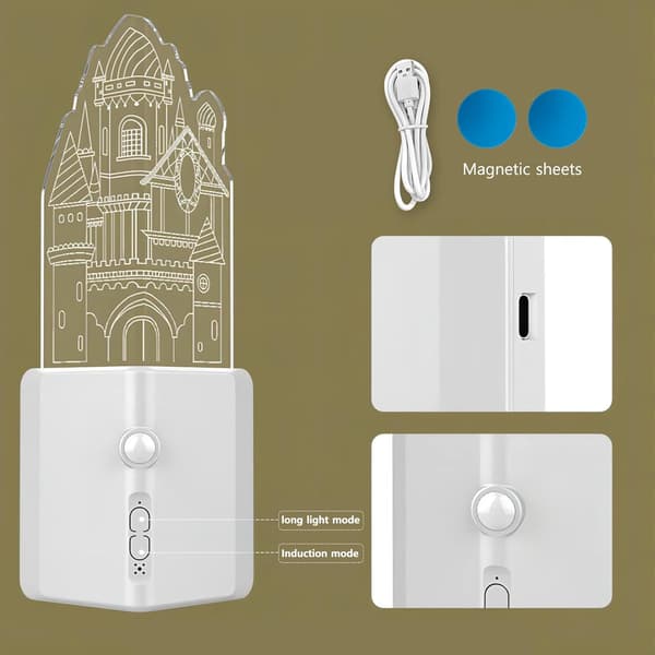 LED-nattlys, USB-oppladbar vegglampe, sensor nattlys