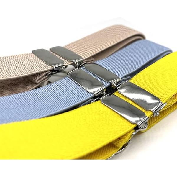 3 st barns bälte justerbart elastiskt stretchbälte för pojkar och flickor ljusblå + gul + beige