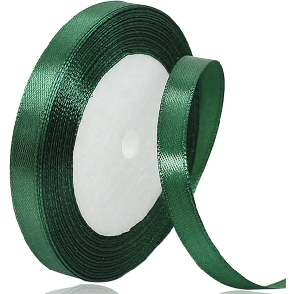 Mørkegrønt satengbånd 10mm x 22m, satengbånd til gavepapir