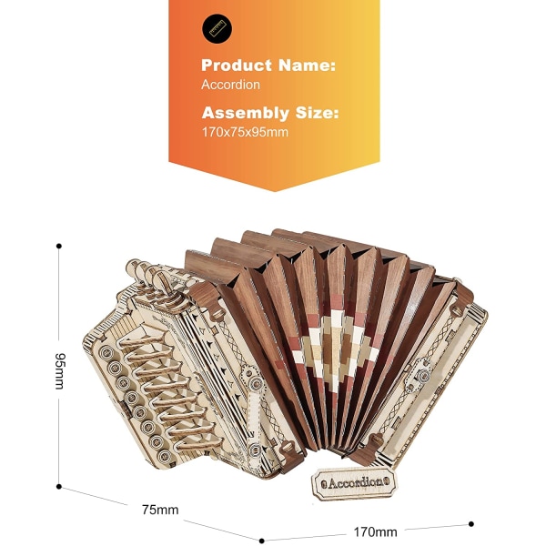 3D træpuslespil Harmonika håndværksmodelsæt til voksne at bygge