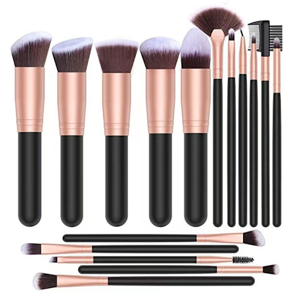 Makeup-børster 16 stk. sæt makeup-børster sort guld til Foundati