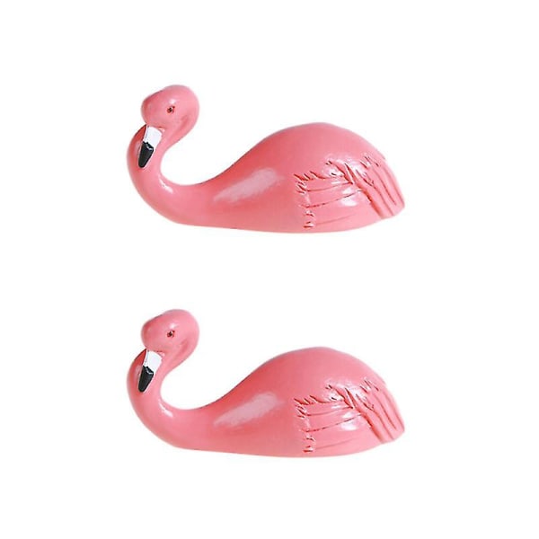 2pcs Cartoon Flamingo Animal Hooks Self-adhesive Resin Hanger Tra