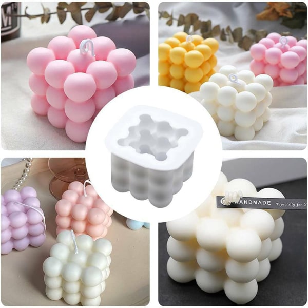 3D Silikonforme til Stearinlysfremstilling, Rubiks Terning Soyforme, Chokoladeforme