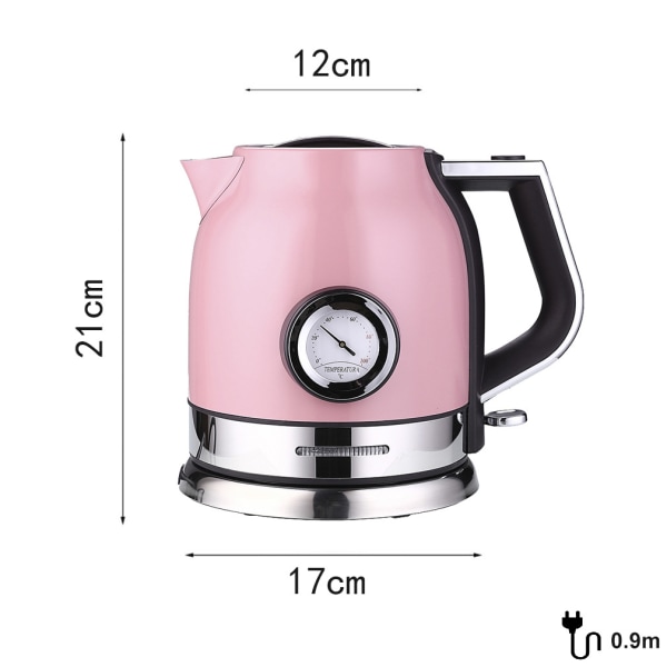 Retro vattenkokare med termometer (rosa) fa92 | Fyndiq