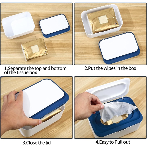 (blå) Tissue Box med lokk, Støvsikker våtservietter Box, Tissue Dis