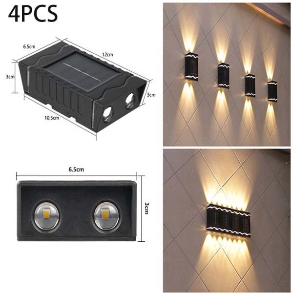 4 st varmvit LED-lampor solvägglampa utomhus IP65 Wate