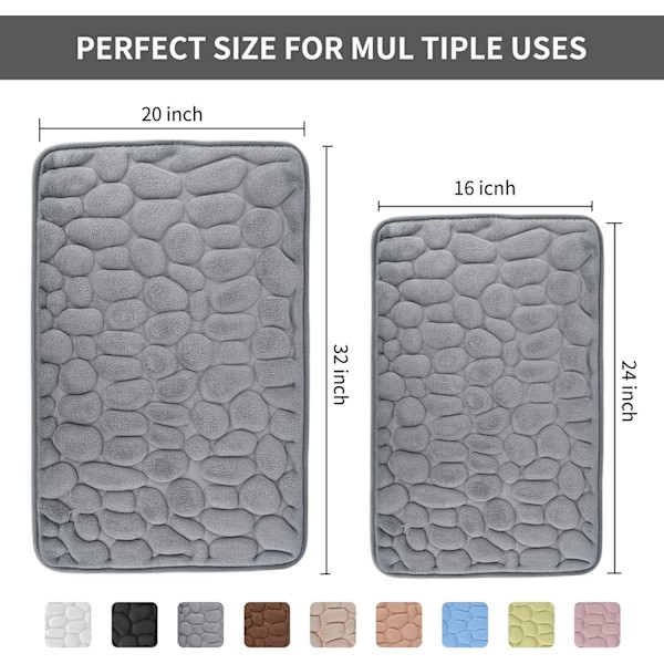 Memory Foam Bademåtte, Brostensbelagt Coral Fleece Badetæppe