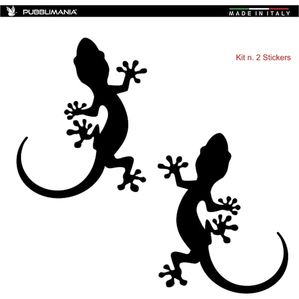 (Gloss Black 30x33cm cm) Sett med 2 - Gecko Lizard - Klistremerker for