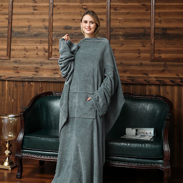 Bærbar tæppehættetrøje, Oversized tæppe sweatshirt med H