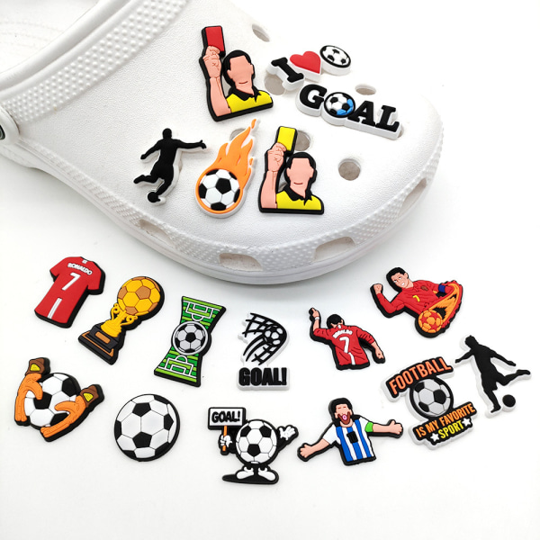 18 delar 3D Clog Sandals Ornament (Fotbollsserien), Skoberlocker,